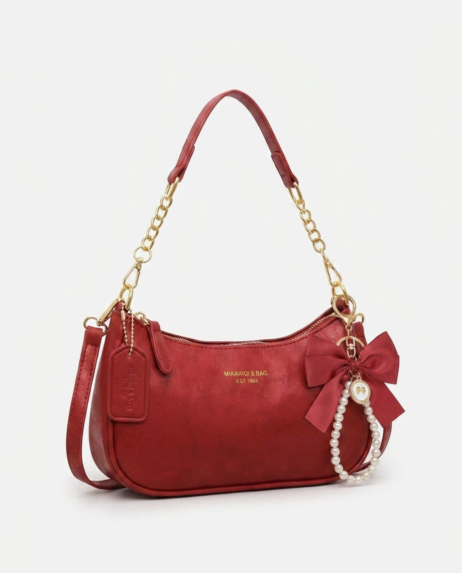 Chain Strap Crescent Shoulder Bag