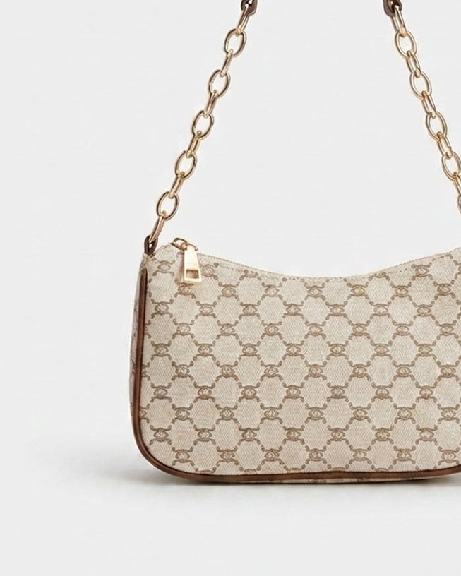 Monogram Print Baguette Shoulder Bag