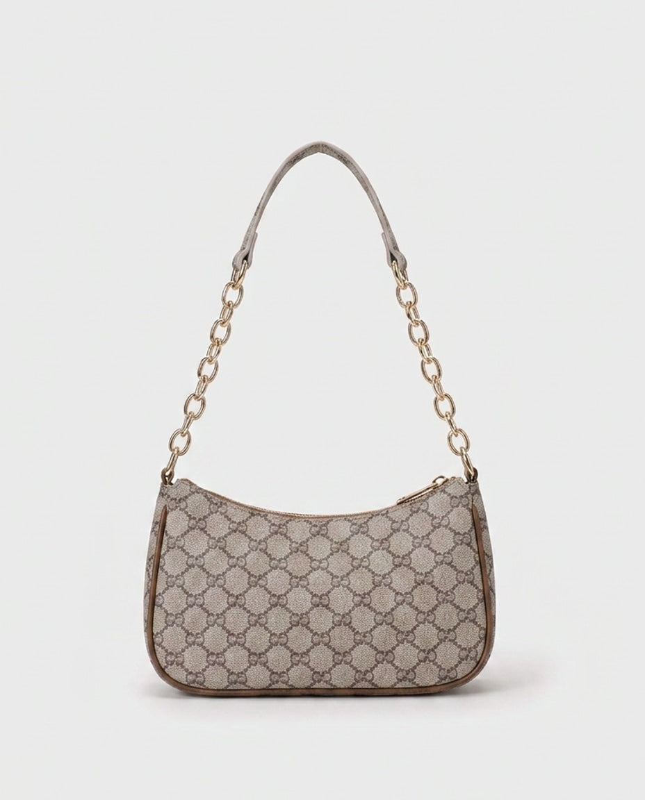 Monogram Print Baguette Shoulder Bag