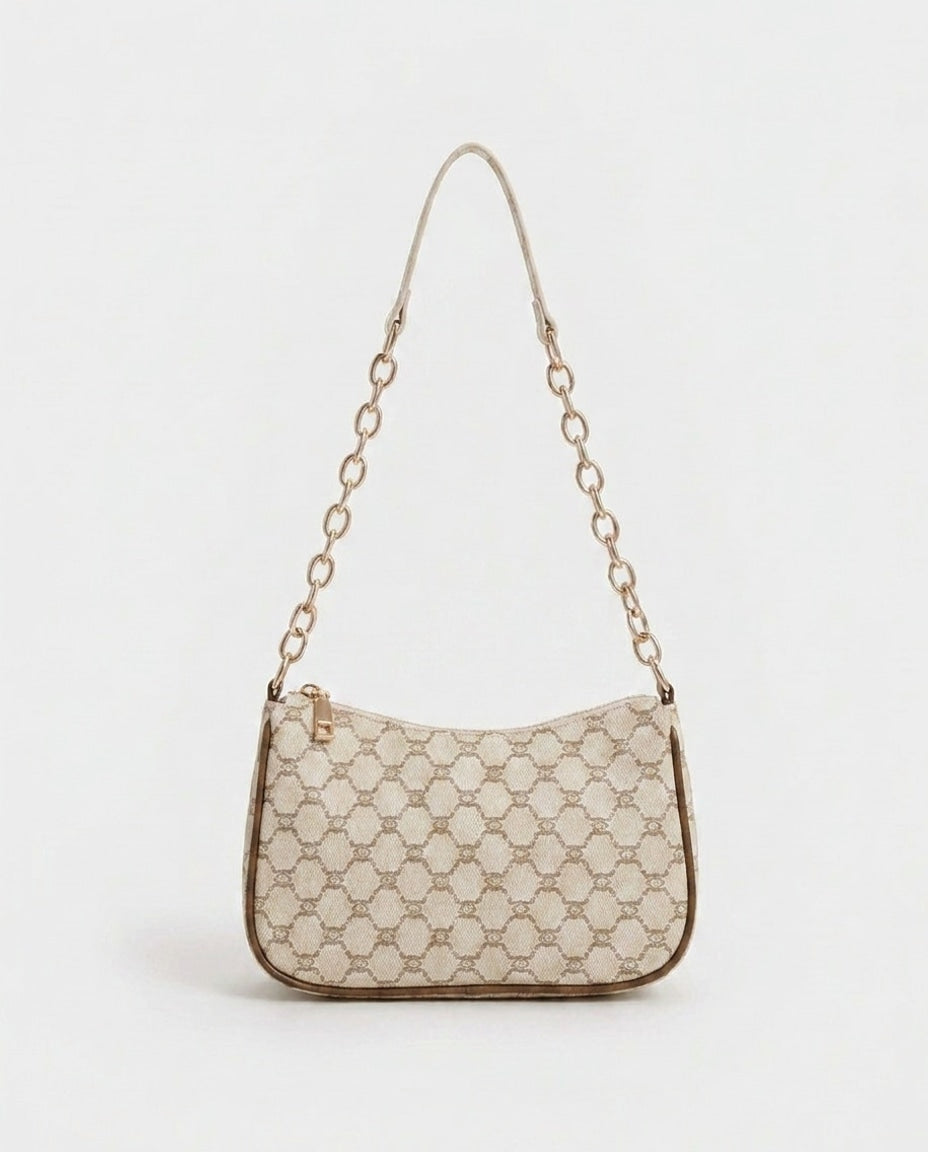 Monogram Print Baguette Shoulder Bag
