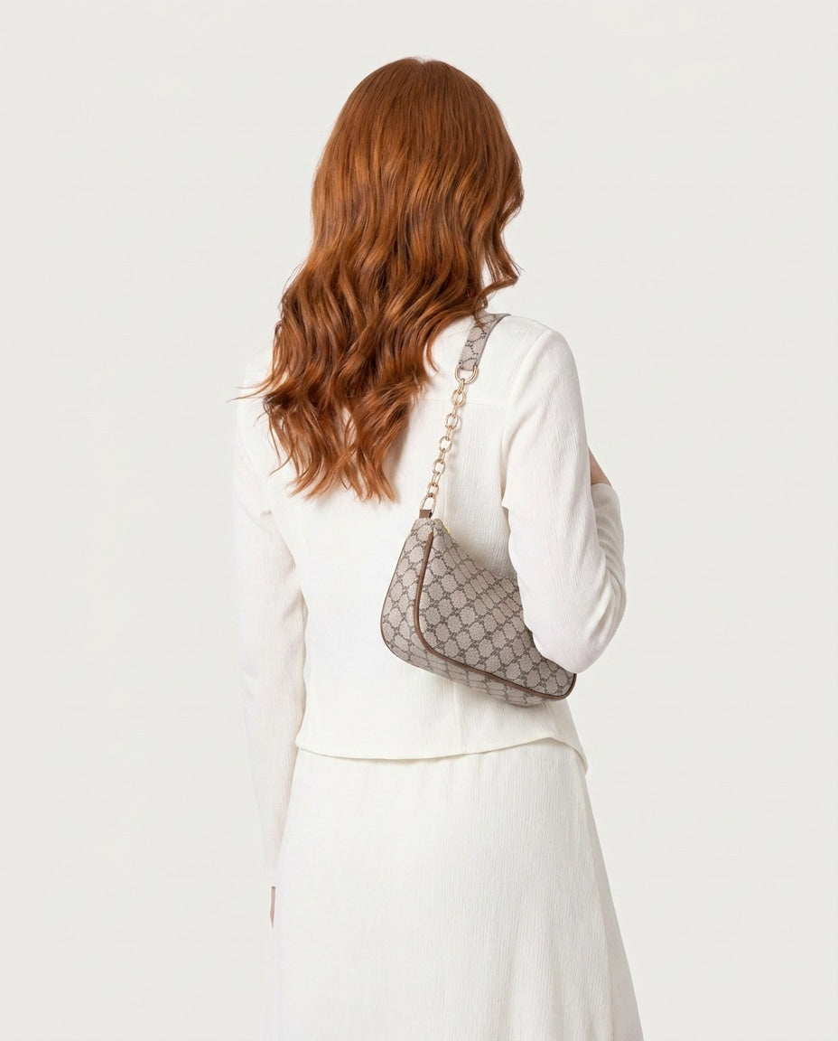Monogram Print Baguette Shoulder Bag