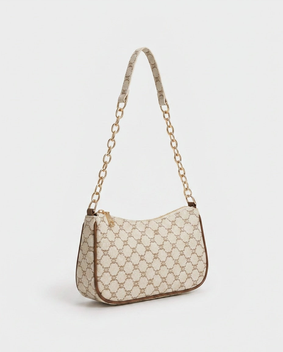 Monogram Print Baguette Shoulder Bag