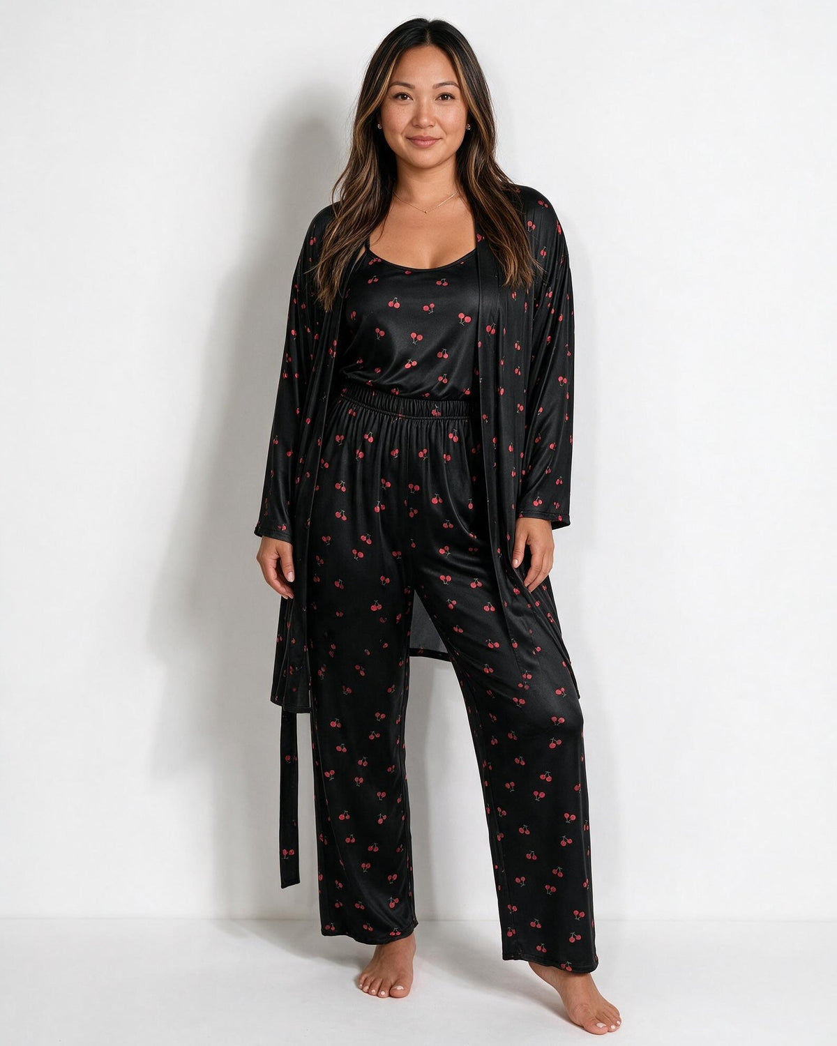 Satin Plus Size Pyjama Robe Set