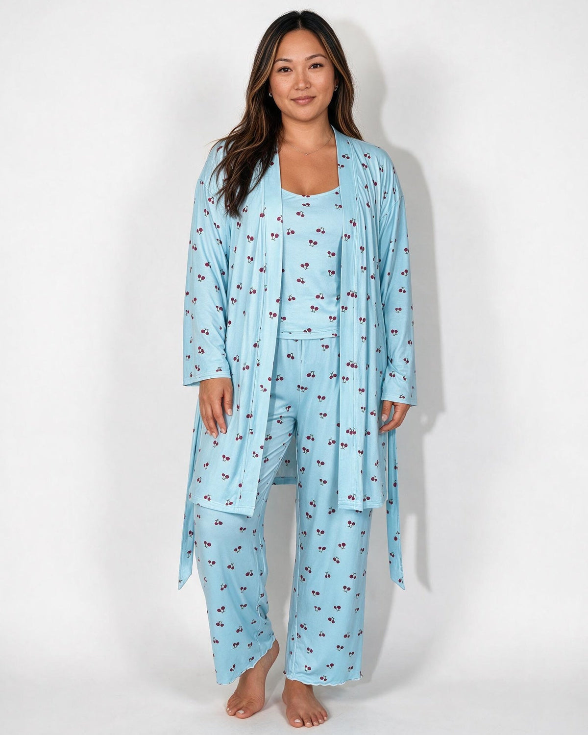 Satin Plus Size Pyjama Robe Set