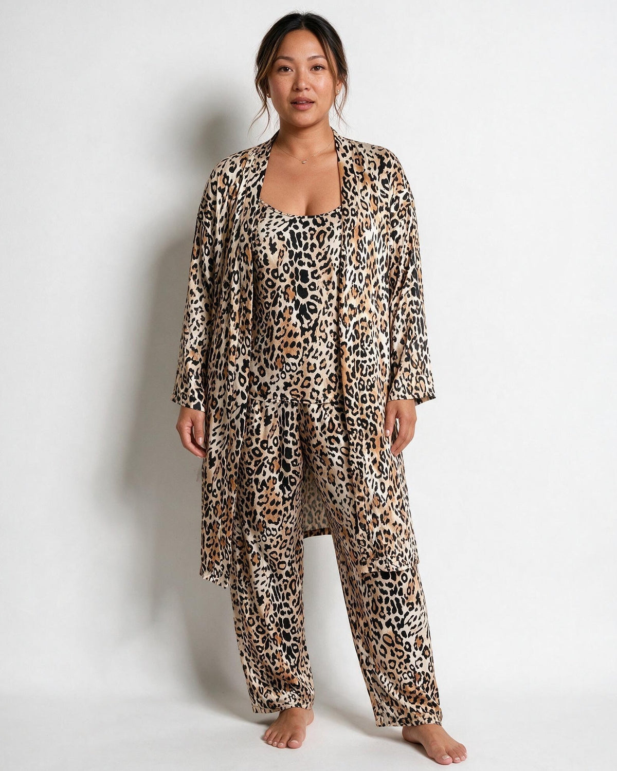Satin Plus Size Pyjama Robe Set