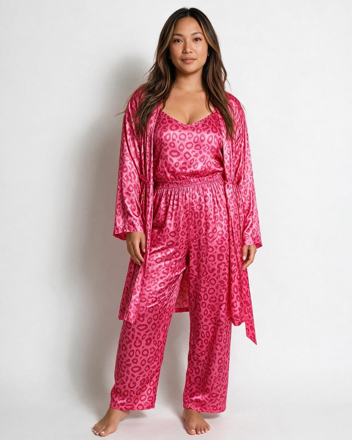 Satin Plus Size Pyjama Robe Set