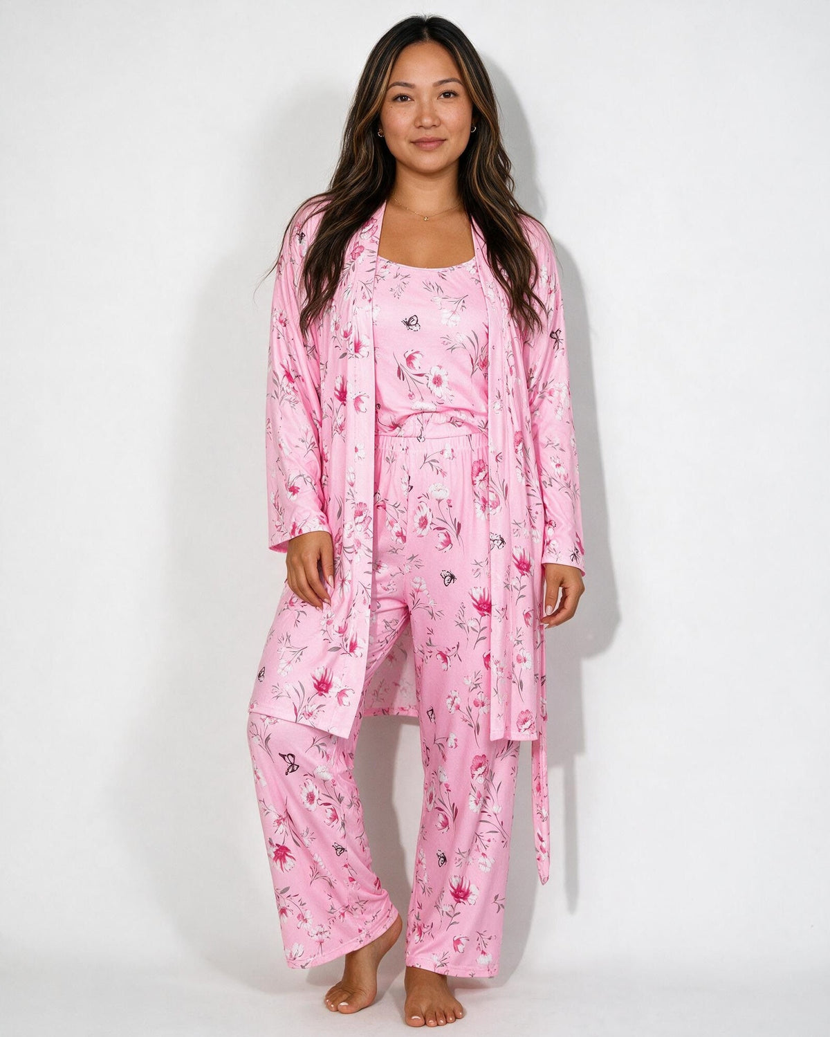 Satin Plus Size Pyjama Robe Set
