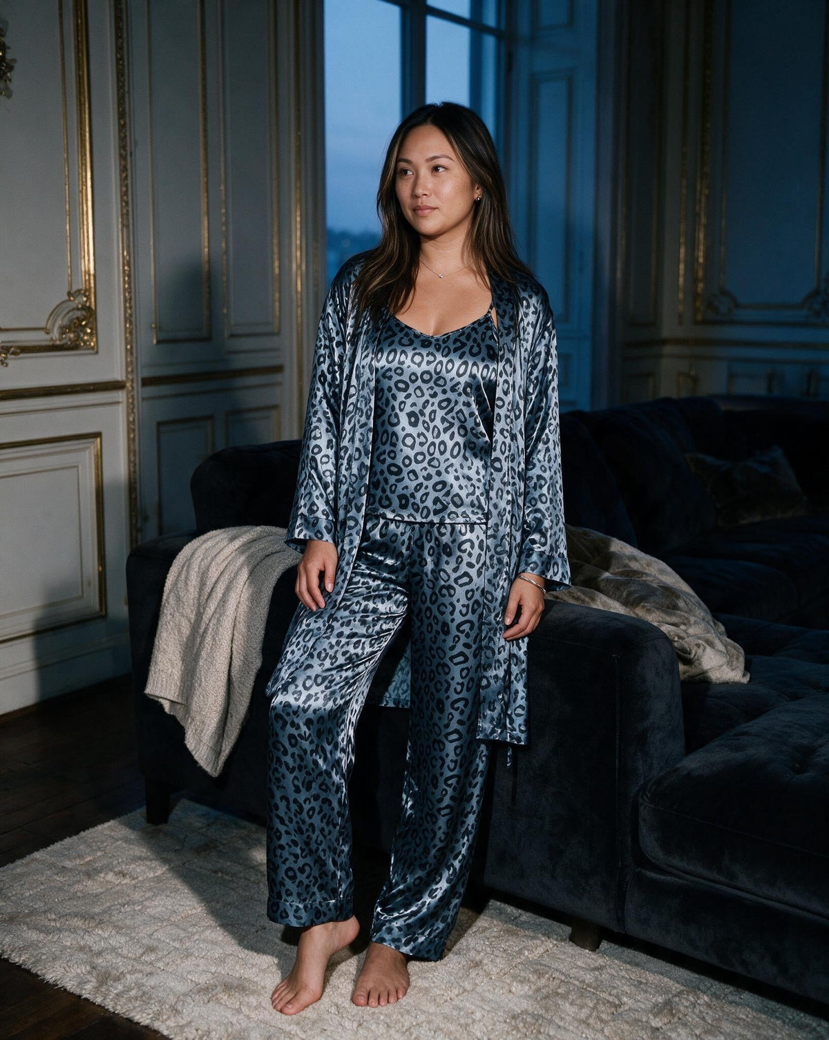 Satin Plus Size Pyjama Robe Set