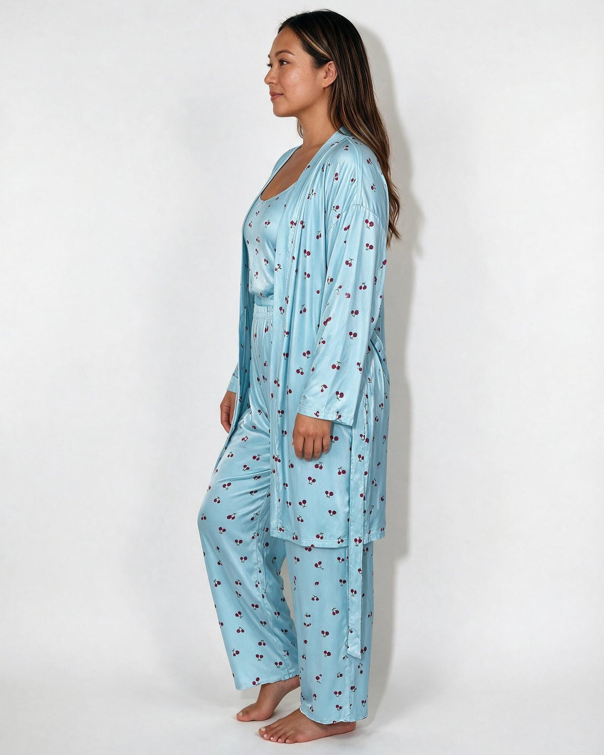 Satin Plus Size Pyjama Robe Set
