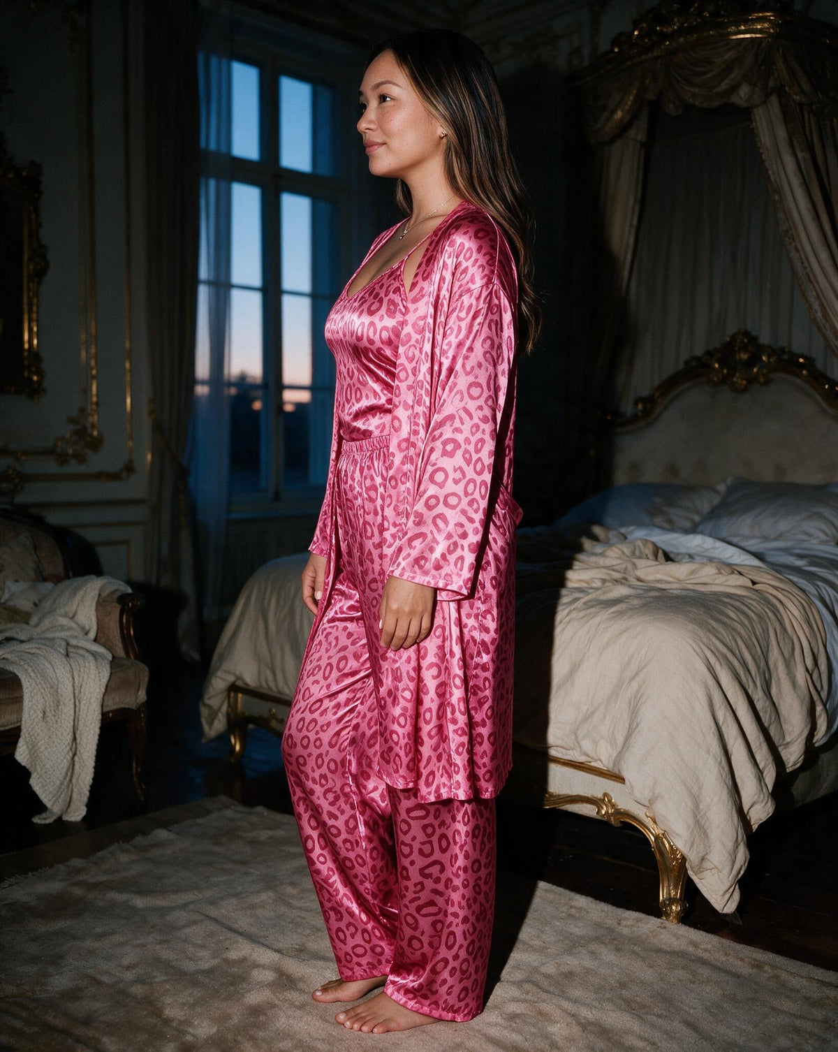 Satin Plus Size Pyjama Robe Set