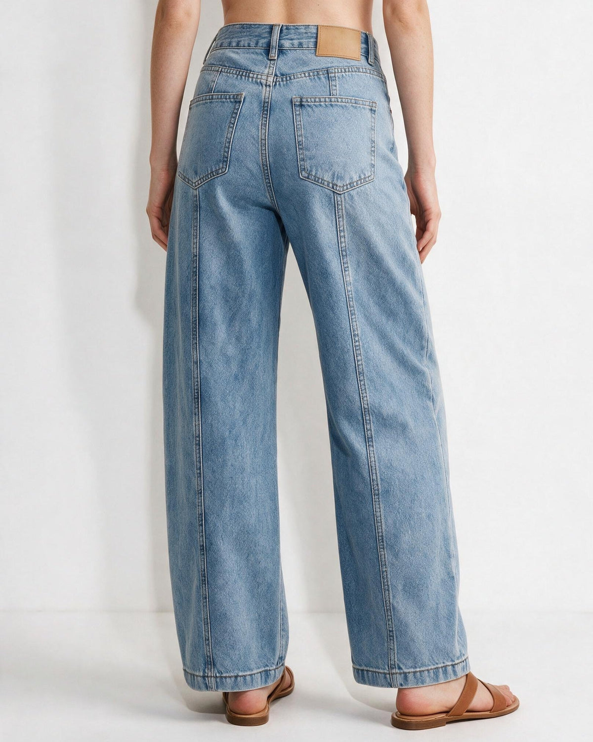 Cotton Charm-Embellished High-Rise Wide-Leg Jeans