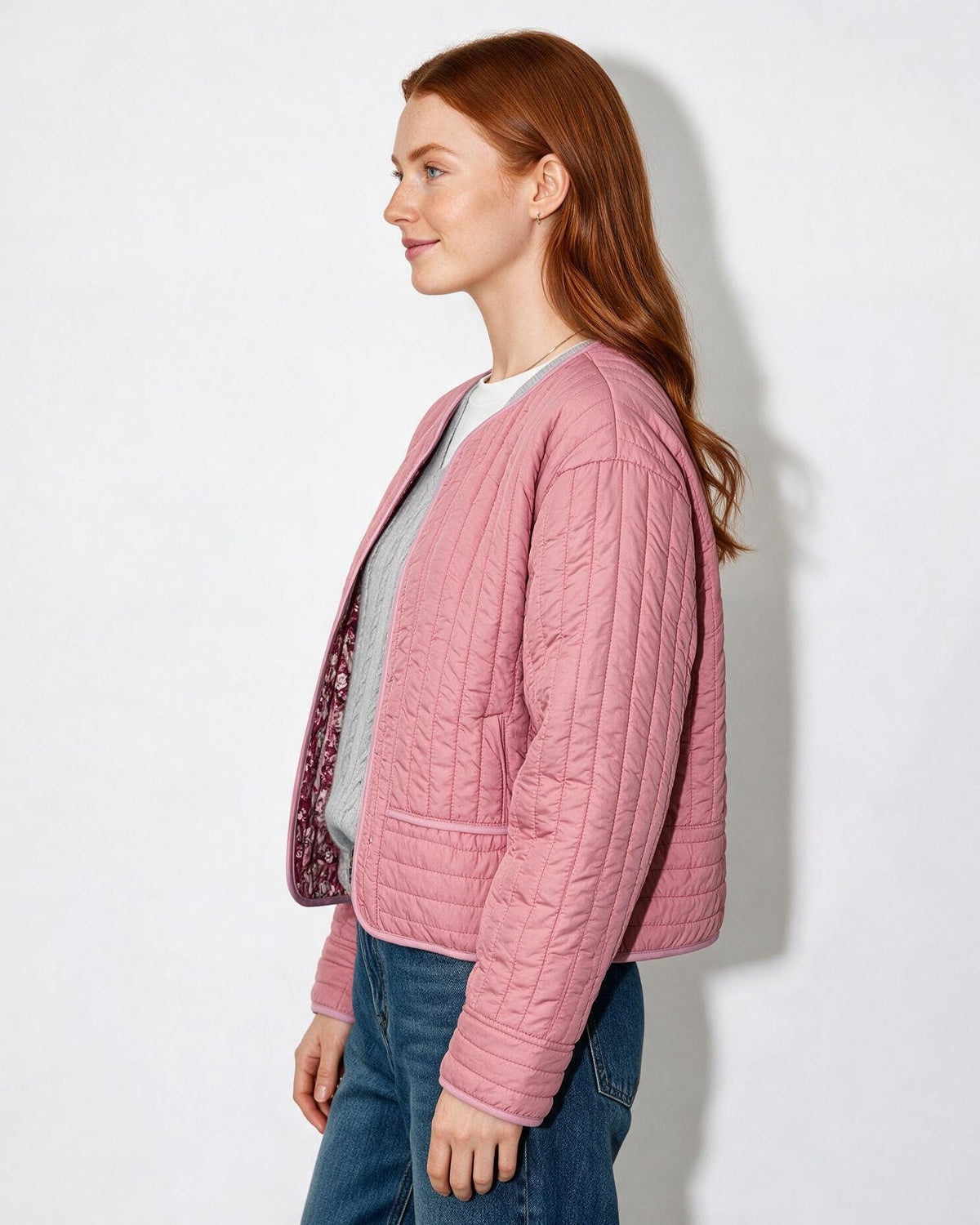 Floral Reversible Quilted Cropped Jacket