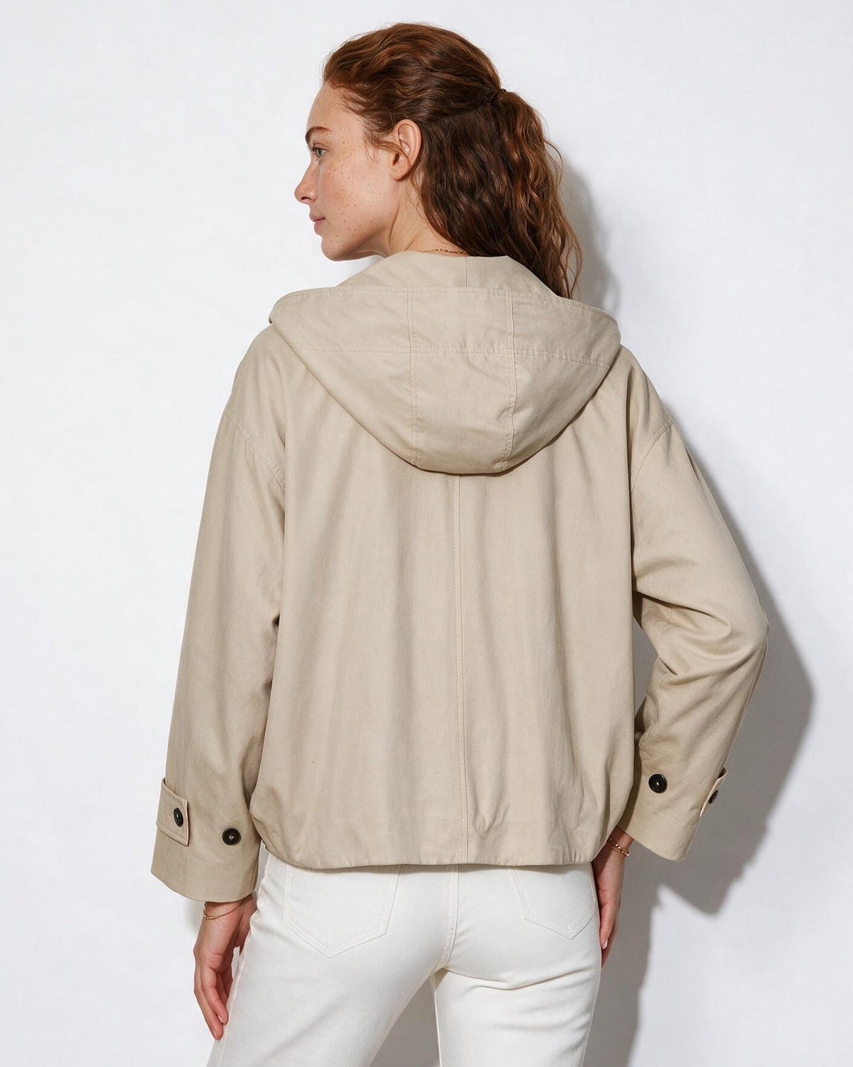 Hooded Cropped Trench Jacket