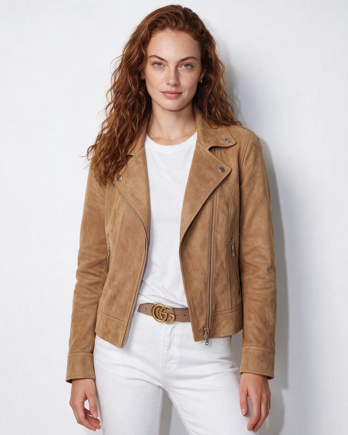 Cropped Snap-Tab Waist Biker Jacket