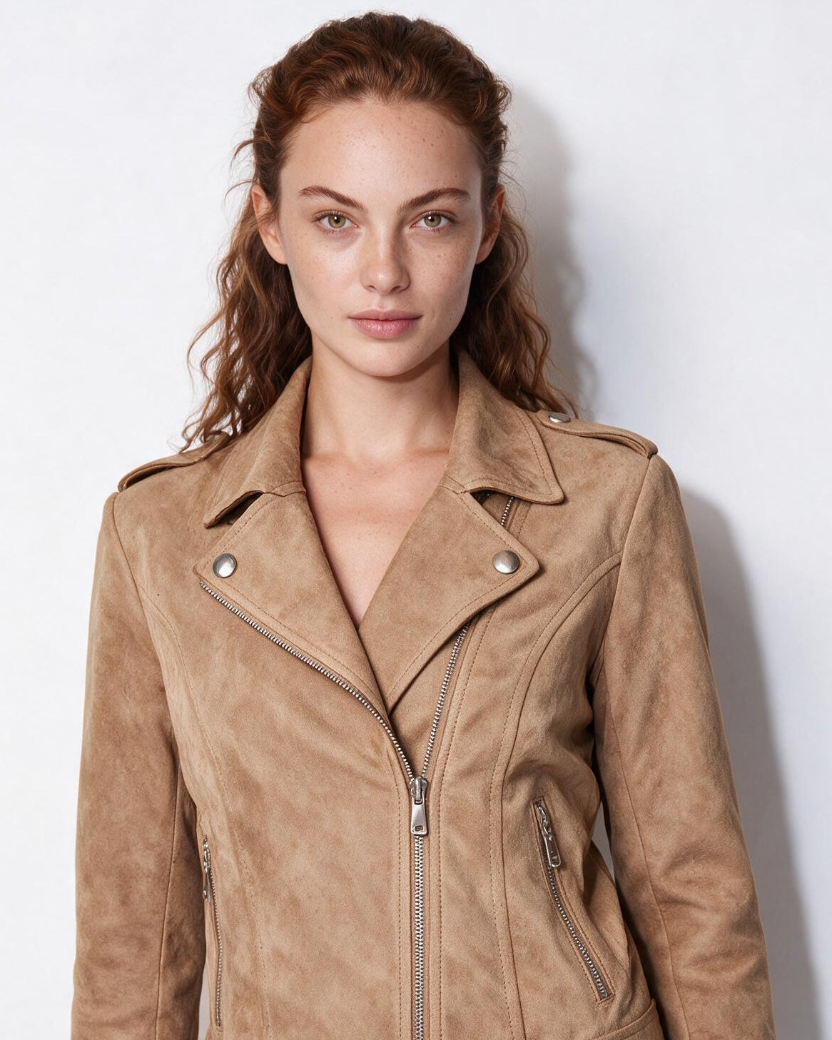 Cropped Snap-Tab Waist Biker Jacket