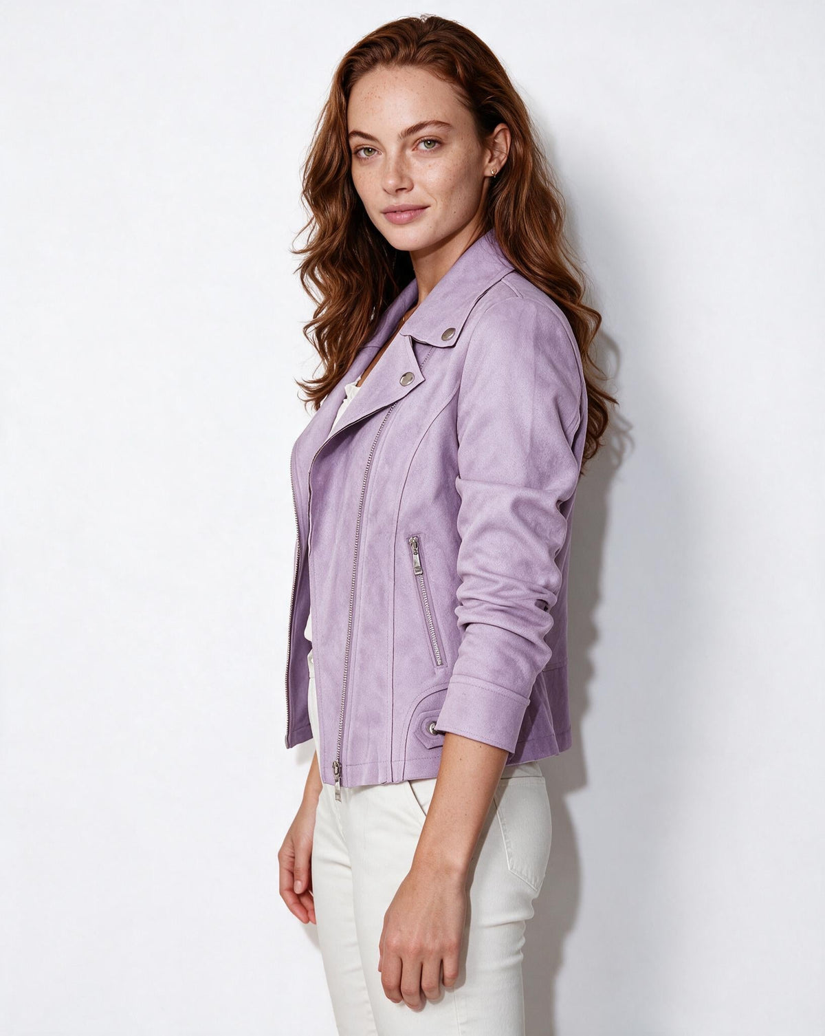Cropped Snap-Tab Waist Biker Jacket