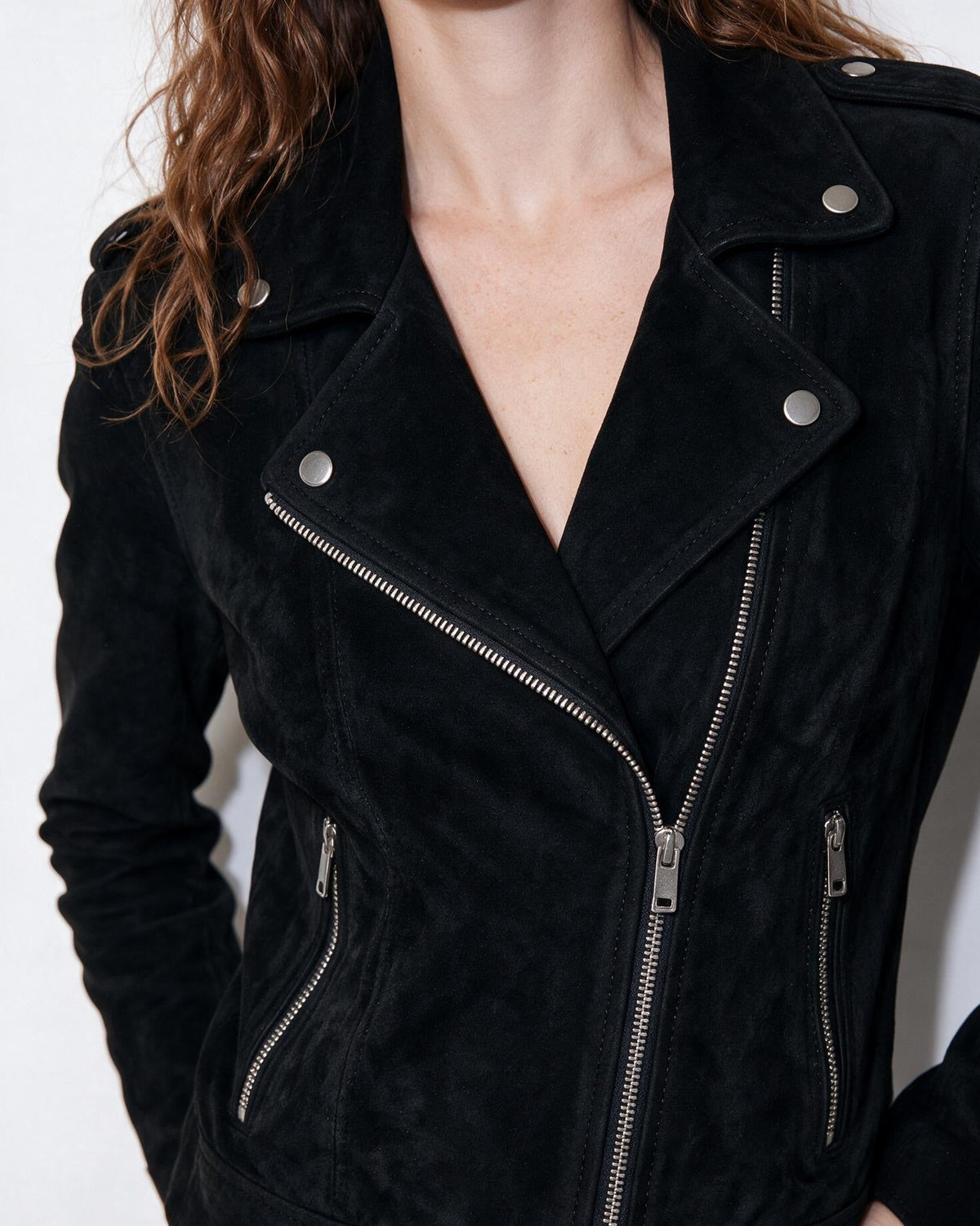 Cropped Asymmetric Zip Biker Jacket