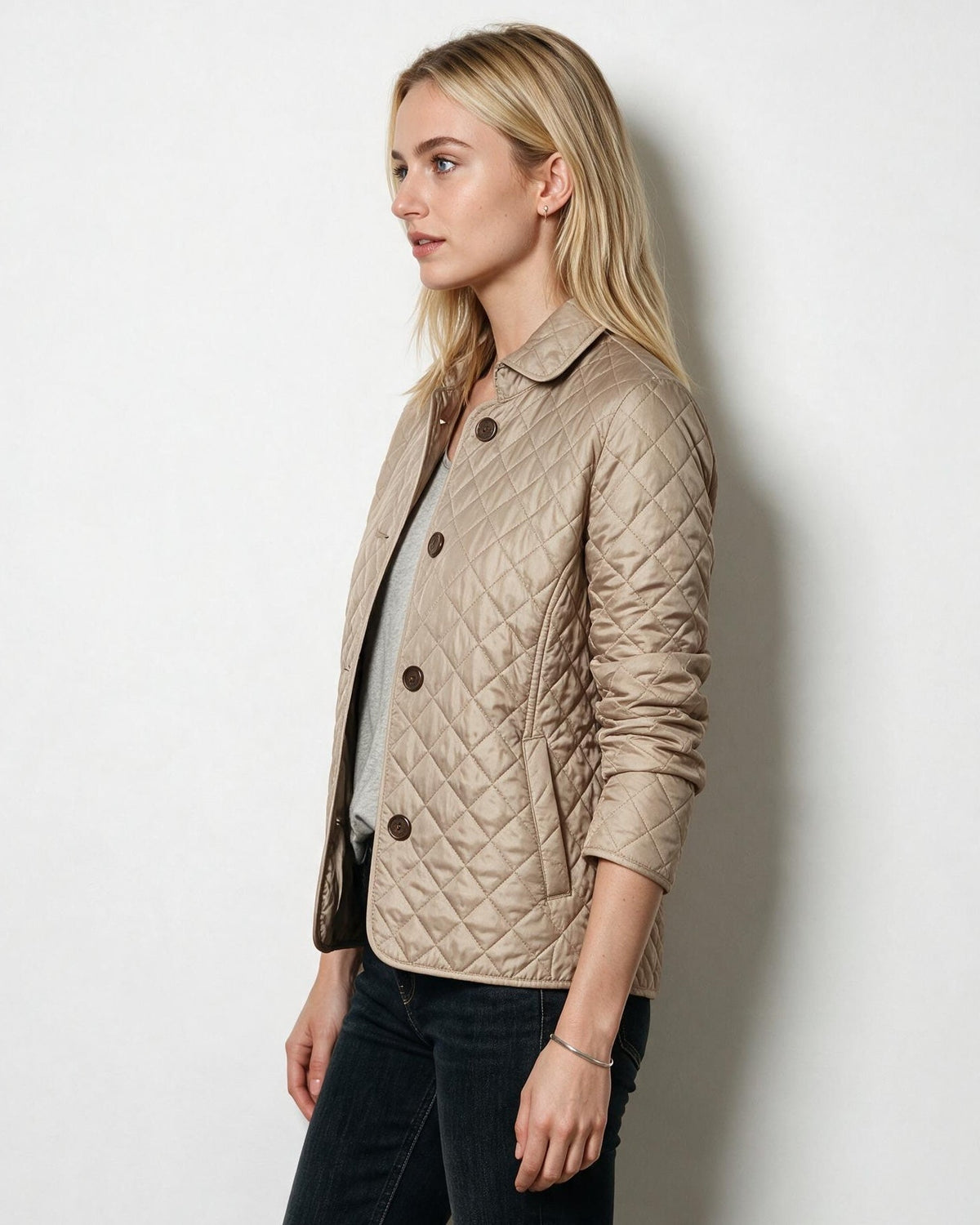 Diamond Quilted Point Collar Jacket