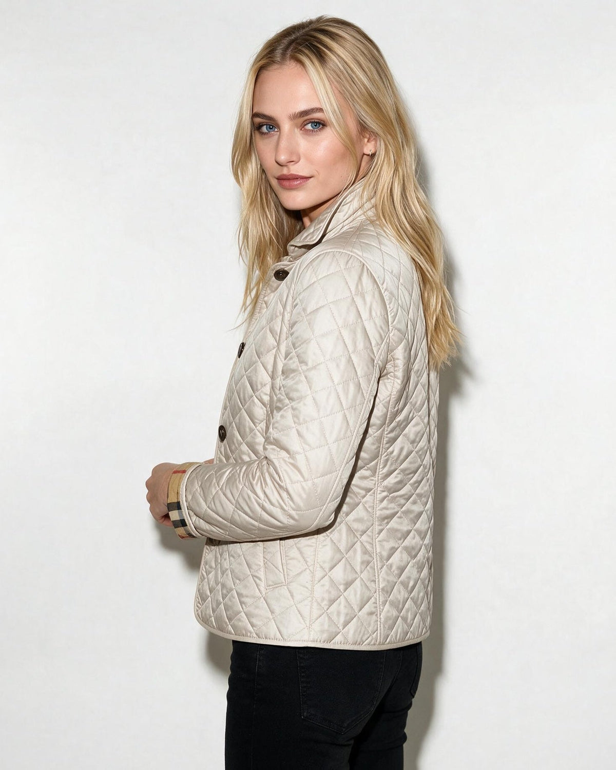 Diamond Quilted Point Collar Jacket