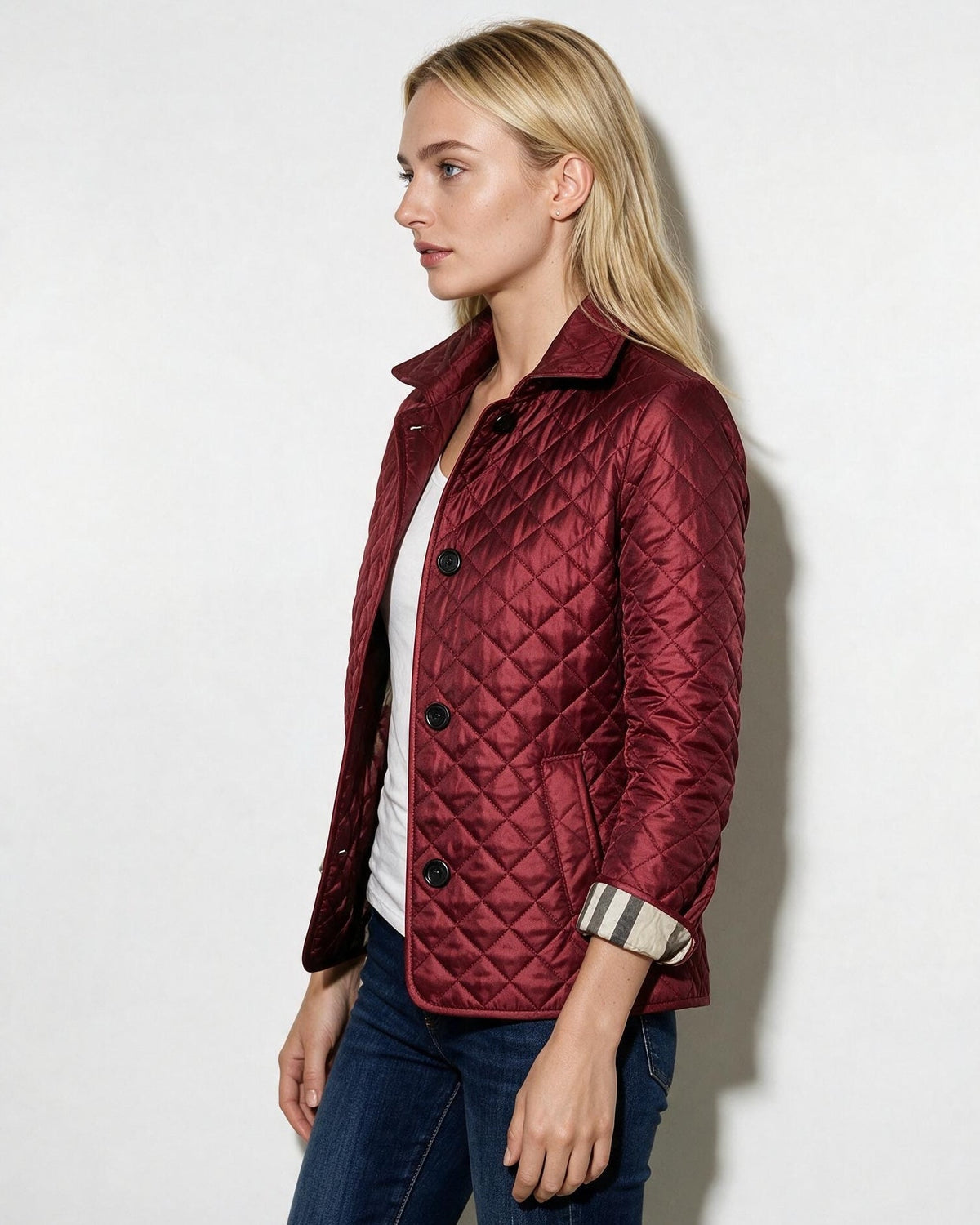 Diamond Quilted Point Collar Jacket