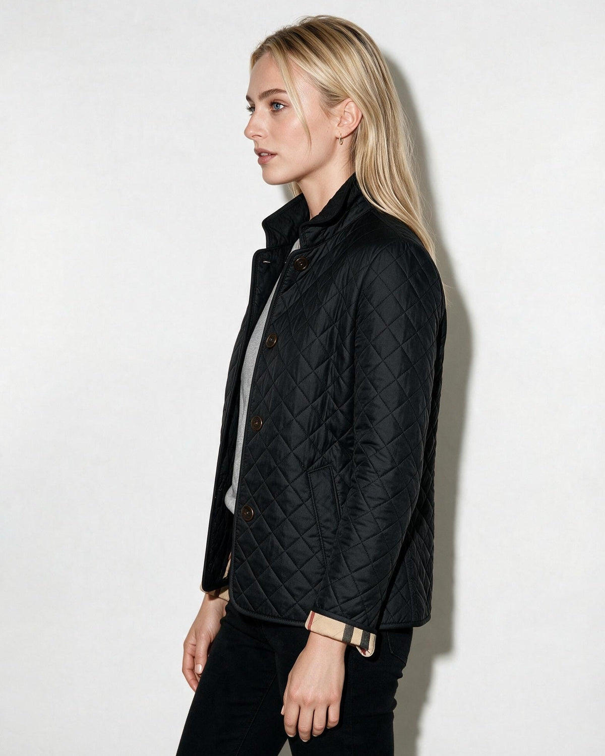 Diamond Quilted Point Collar Jacket