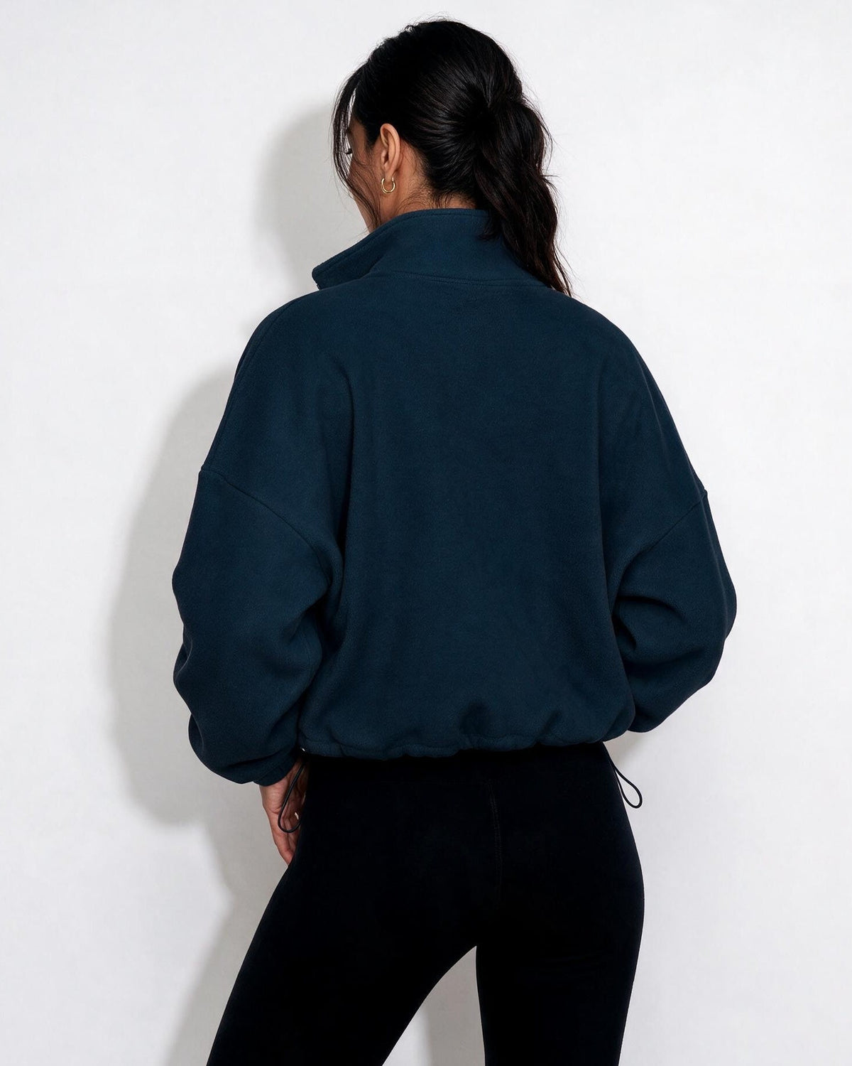 Cropped Full-Zip Drawstring Hem Jacket