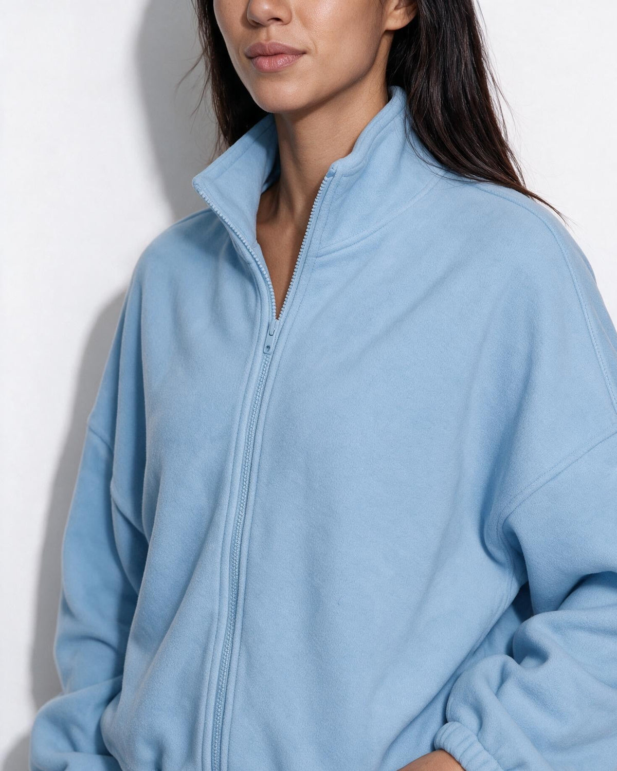 Cropped Full-Zip Drawstring Hem Jacket