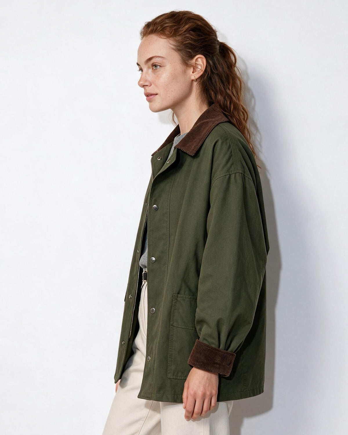 Oversized Snap-Front Patch-Pocket Coat