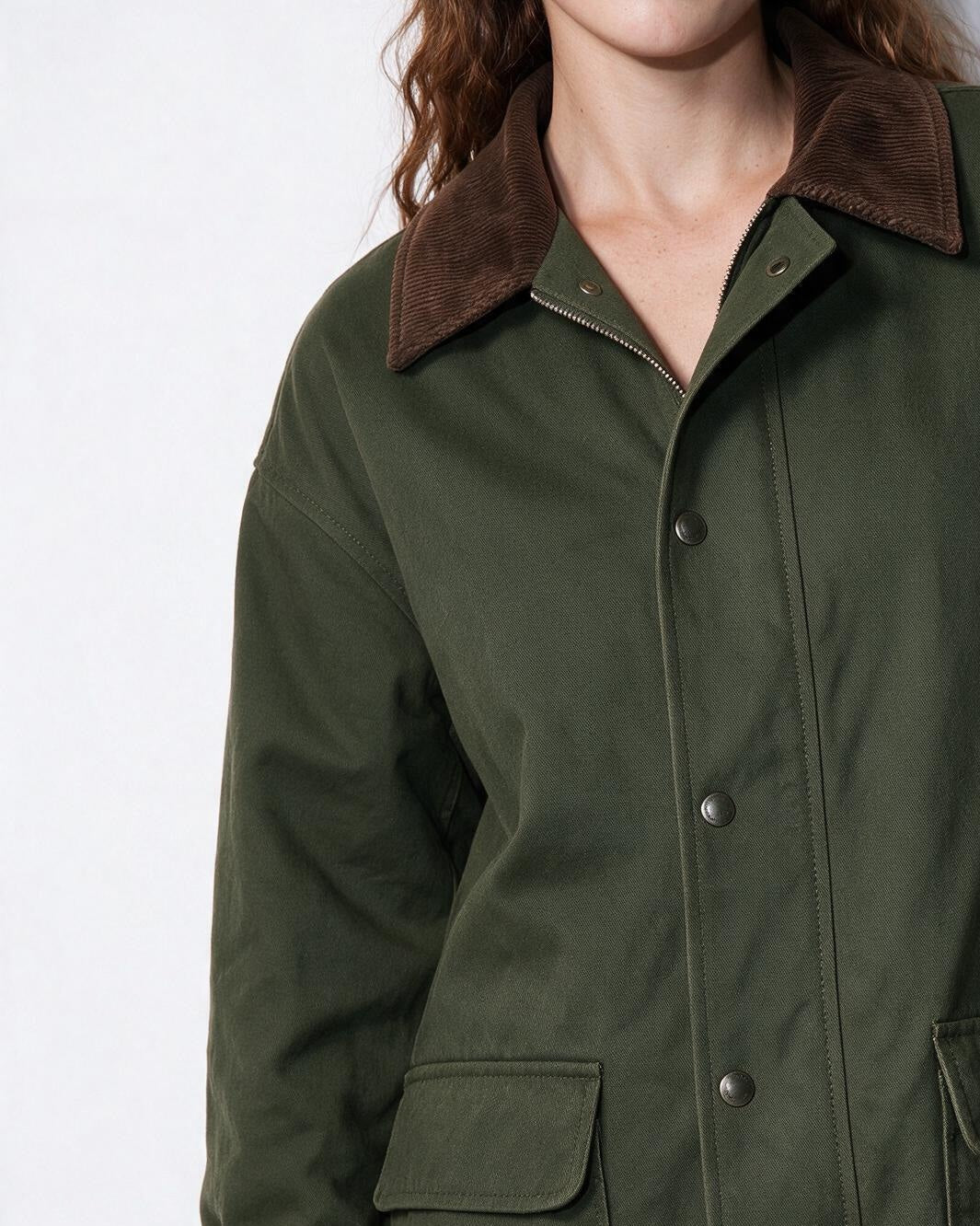 Oversized Snap-Front Patch-Pocket Coat