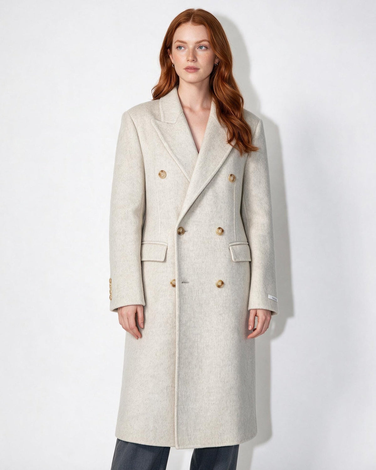 Wool Double-Breasted Tailored Coat