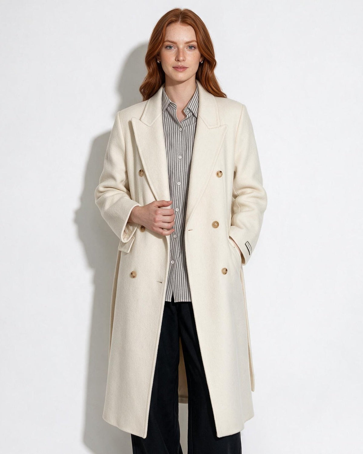 Wool Double-Breasted Tailored Coat