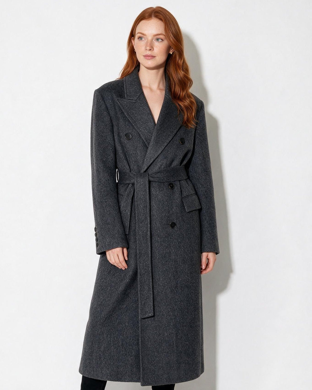 Wool Double-Breasted Tailored Coat