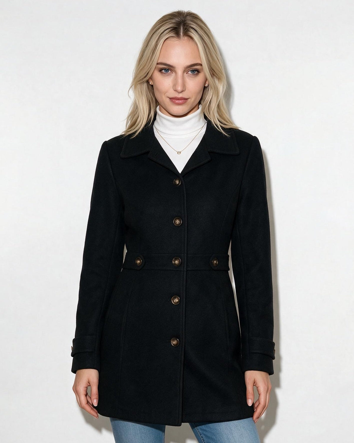 Single-Breasted Notch Lapel Tab-Waist Coat