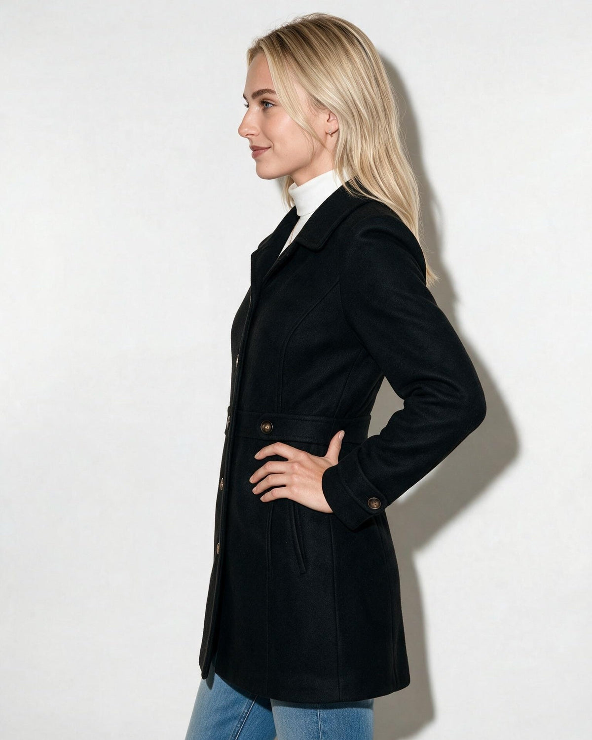 Single-Breasted Notch Lapel Tab-Waist Coat