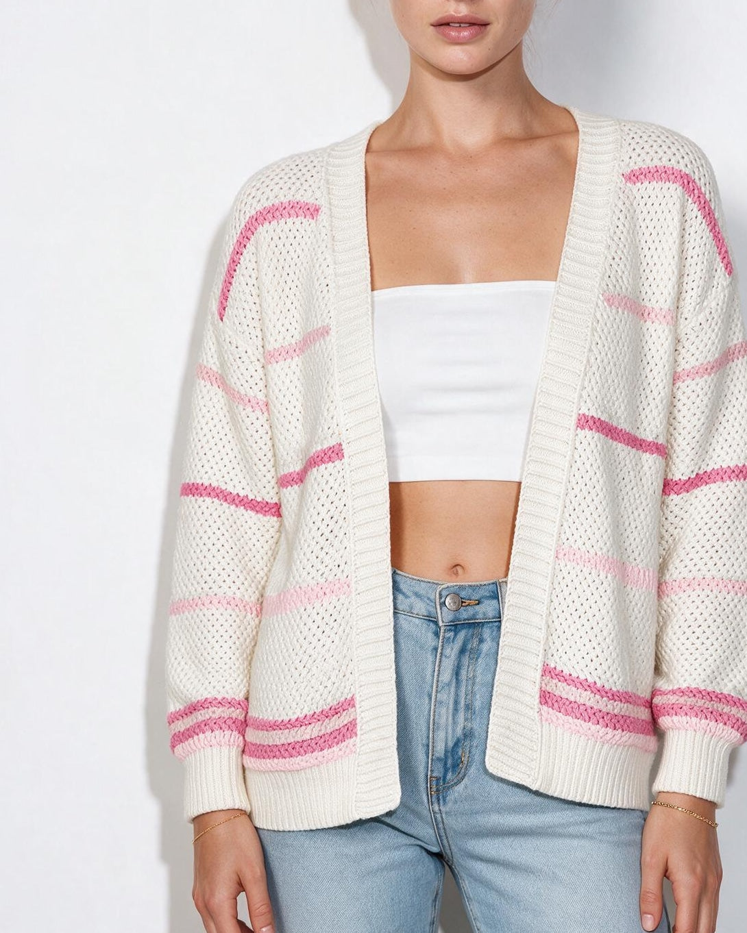 Cashmere Striped Oversized Cardigan