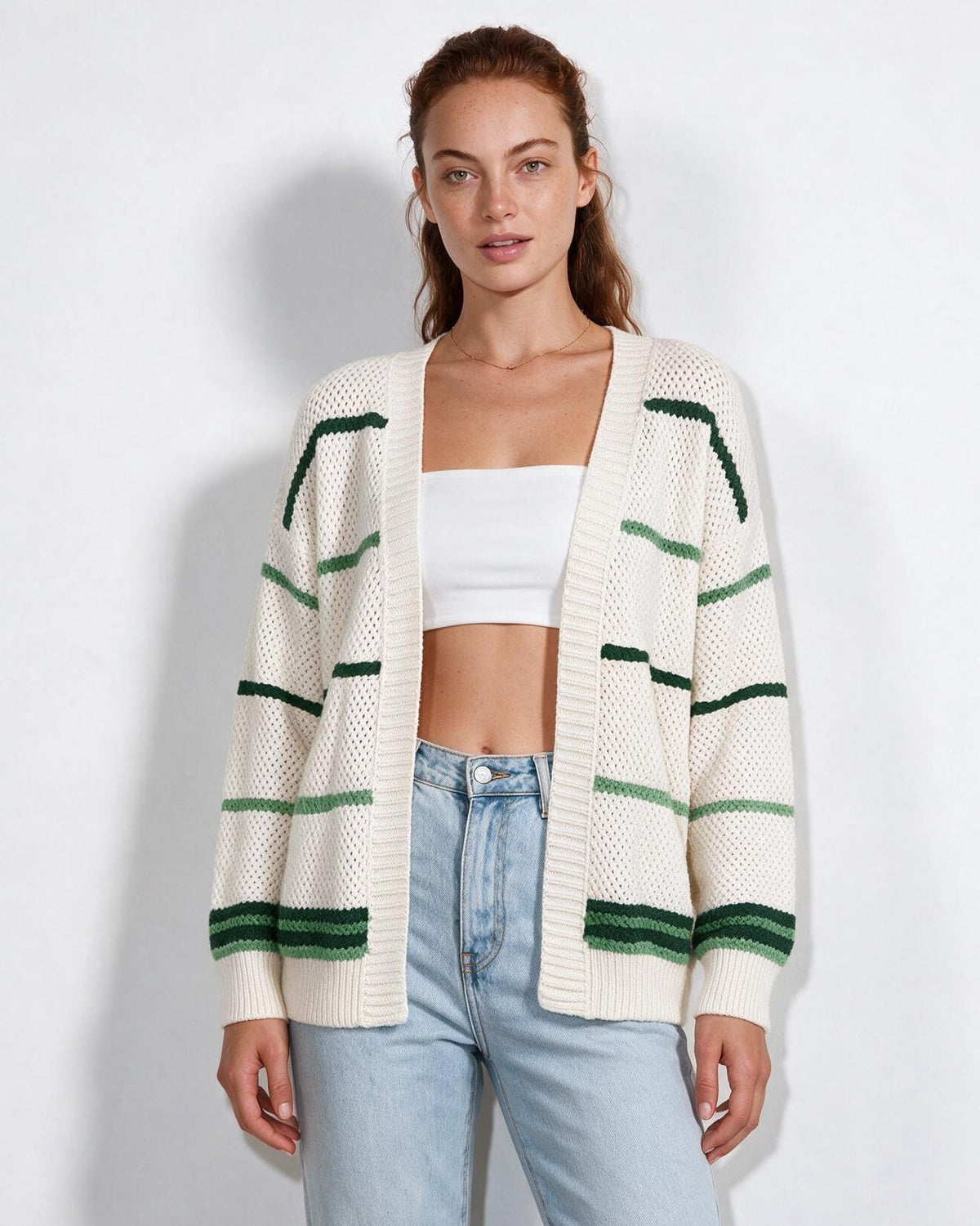 Cashmere Striped Oversized Cardigan