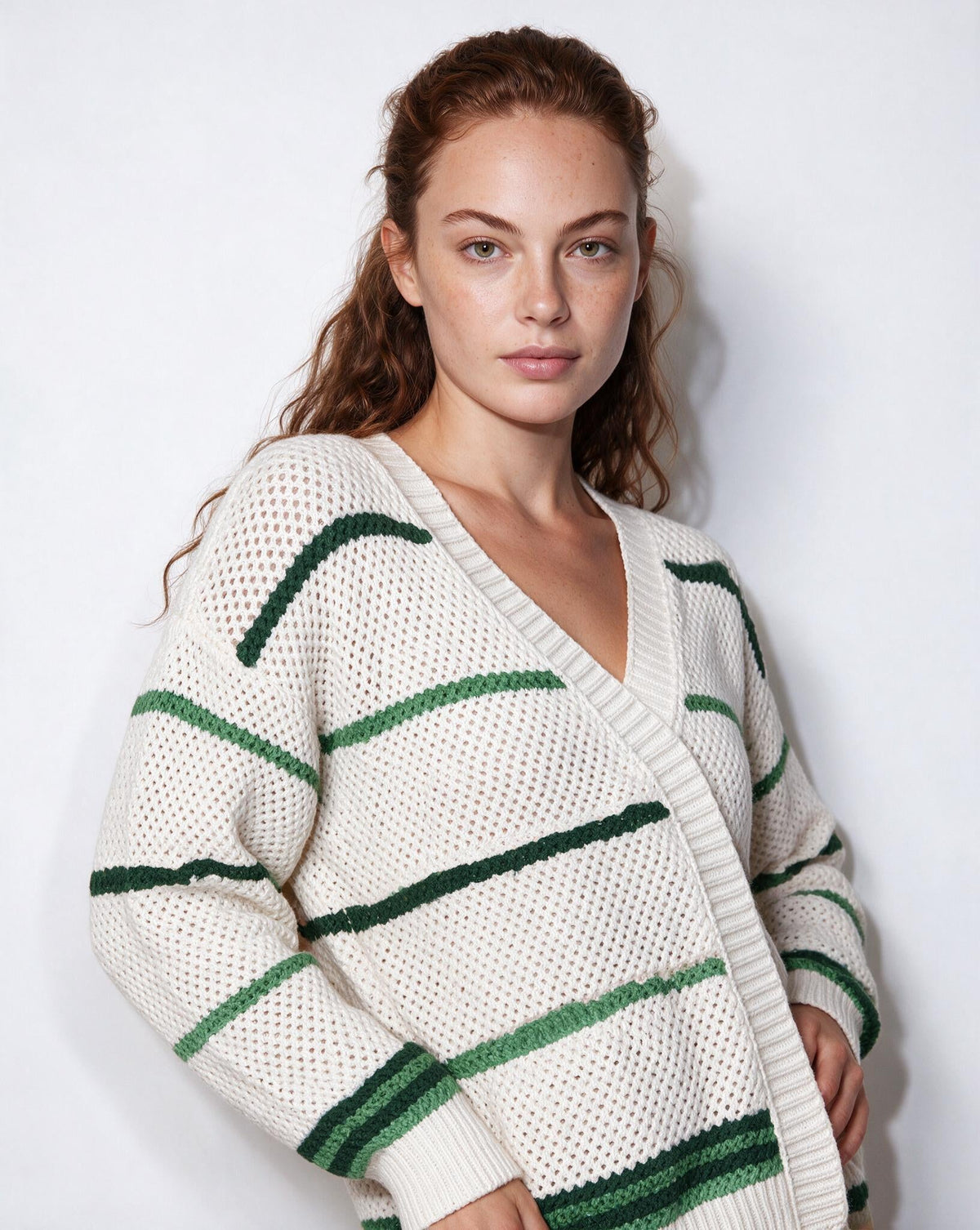 Cashmere Striped Oversized Cardigan