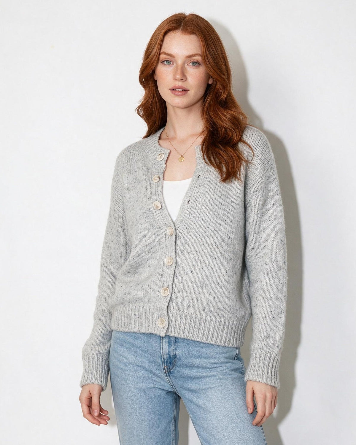 Wool Flecked Cropped Cardigan