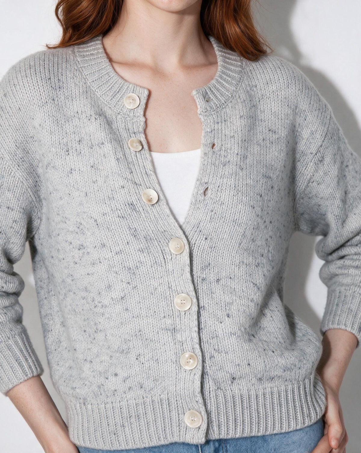 Wool Flecked Cropped Cardigan