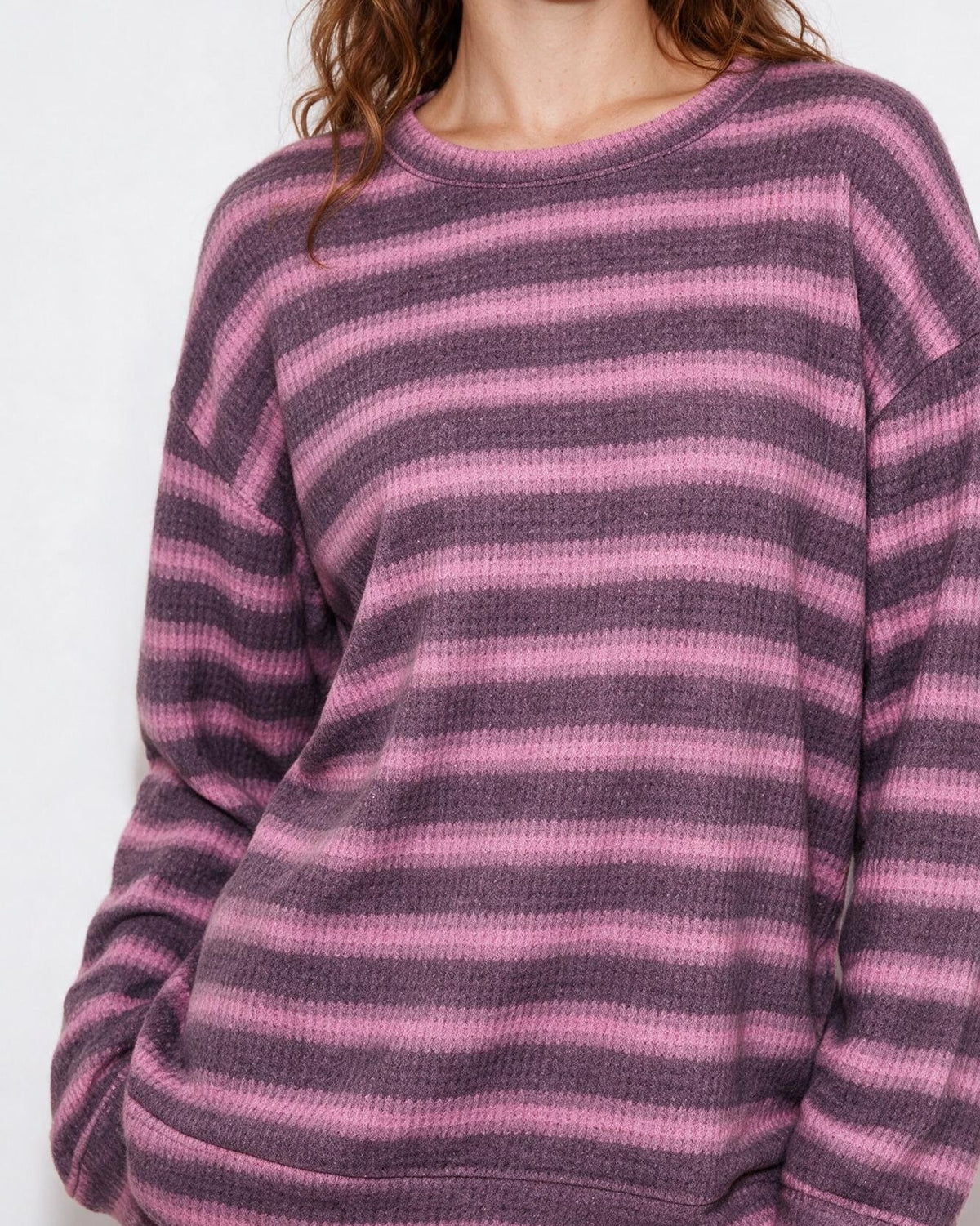 Striped Relaxed Dropped-Shoulder Crew Neck Jumper