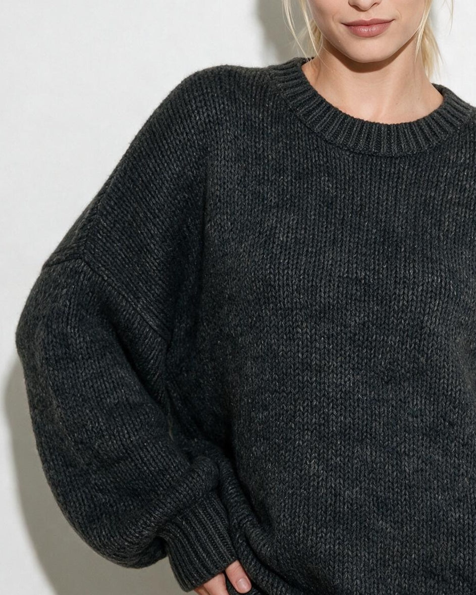 Dropped Shoulder Balloon Sleeve Jumper
