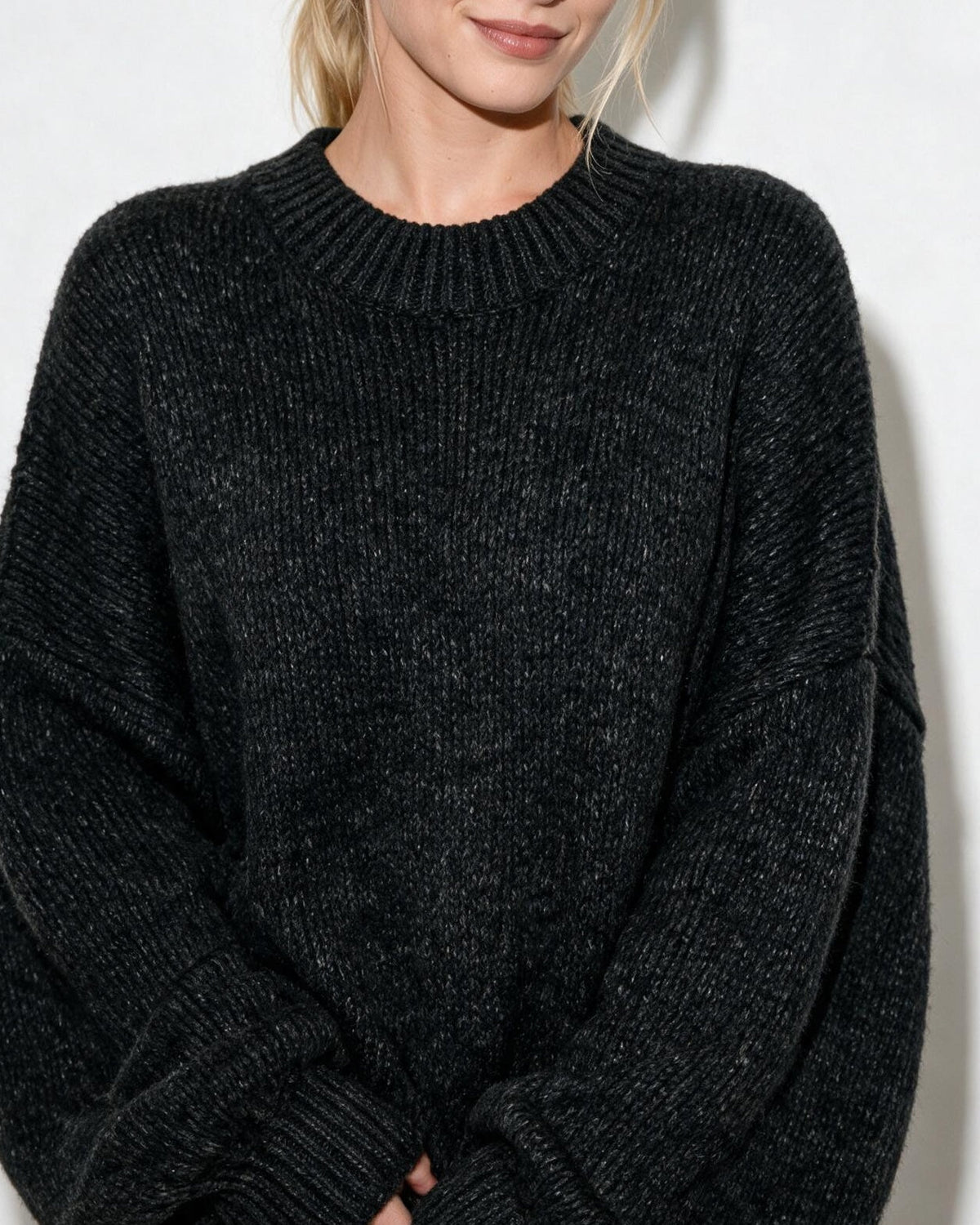 Dropped Shoulder Balloon Sleeve Jumper