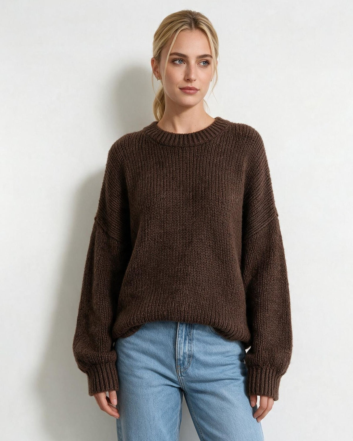 Dropped Shoulder Balloon Sleeve Jumper