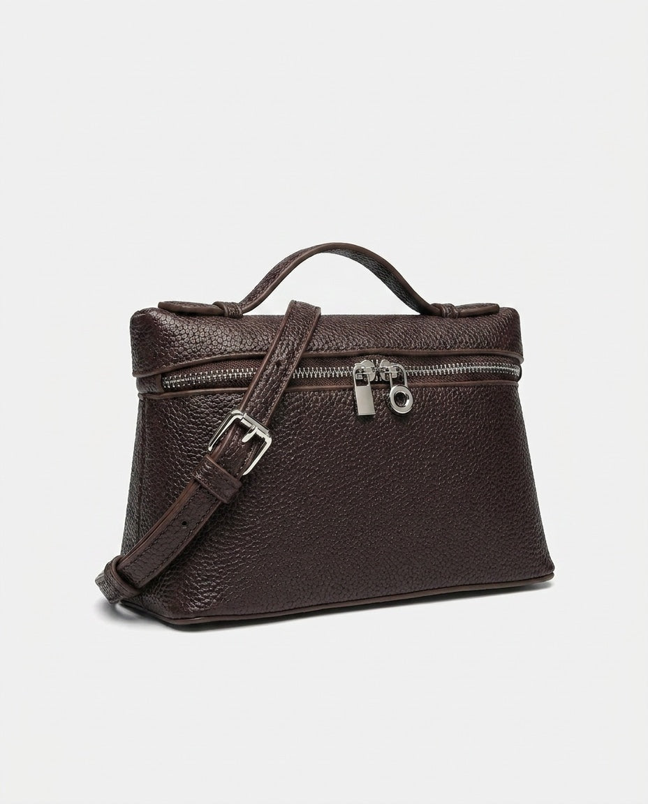 Padlock Charm Structured Crossbody Bag