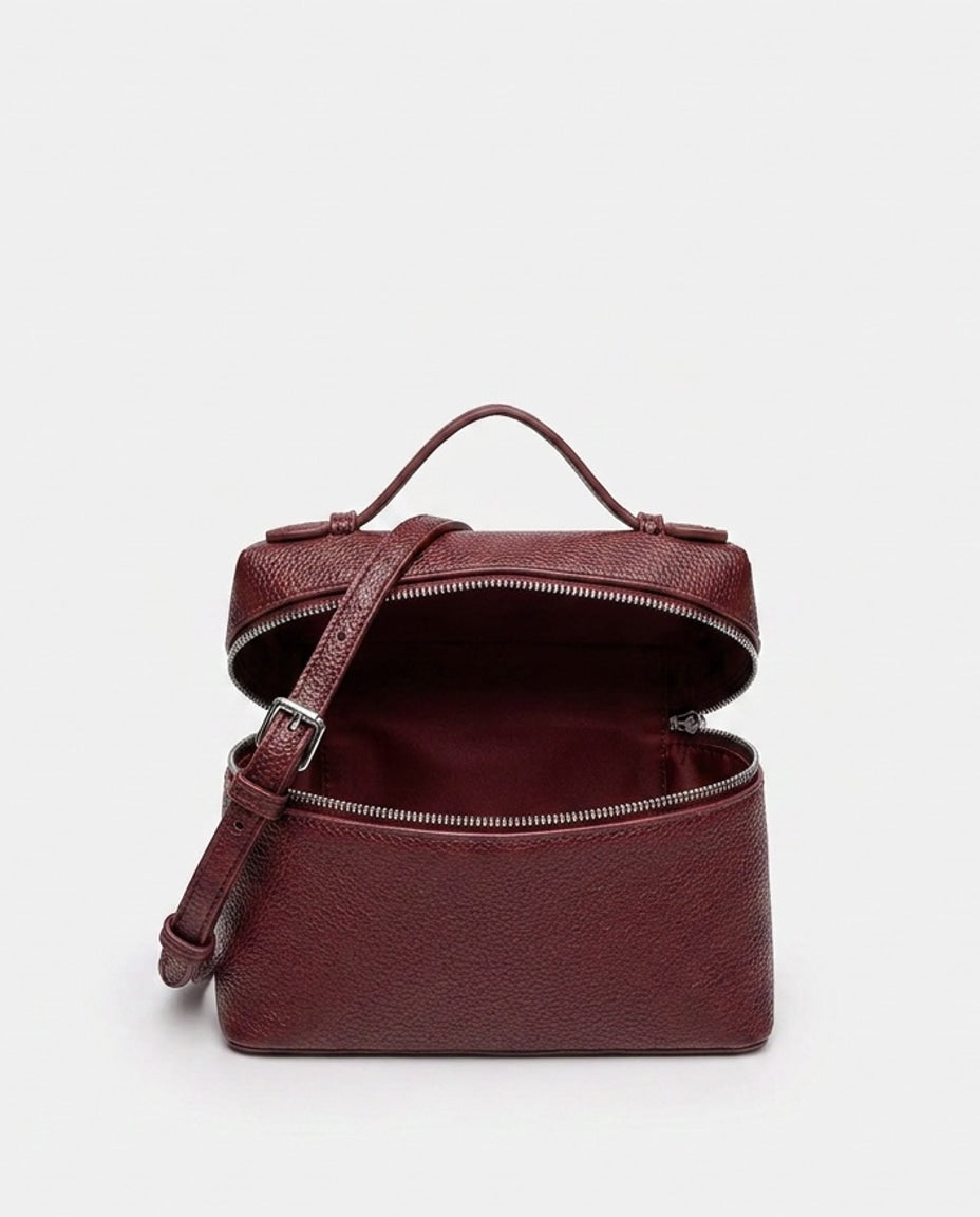 Padlock Charm Structured Crossbody Bag