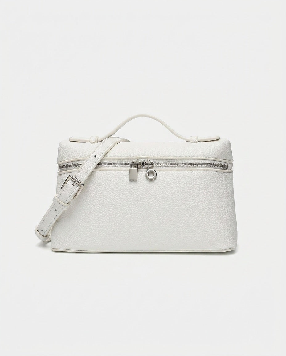 Padlock Charm Structured Crossbody Bag