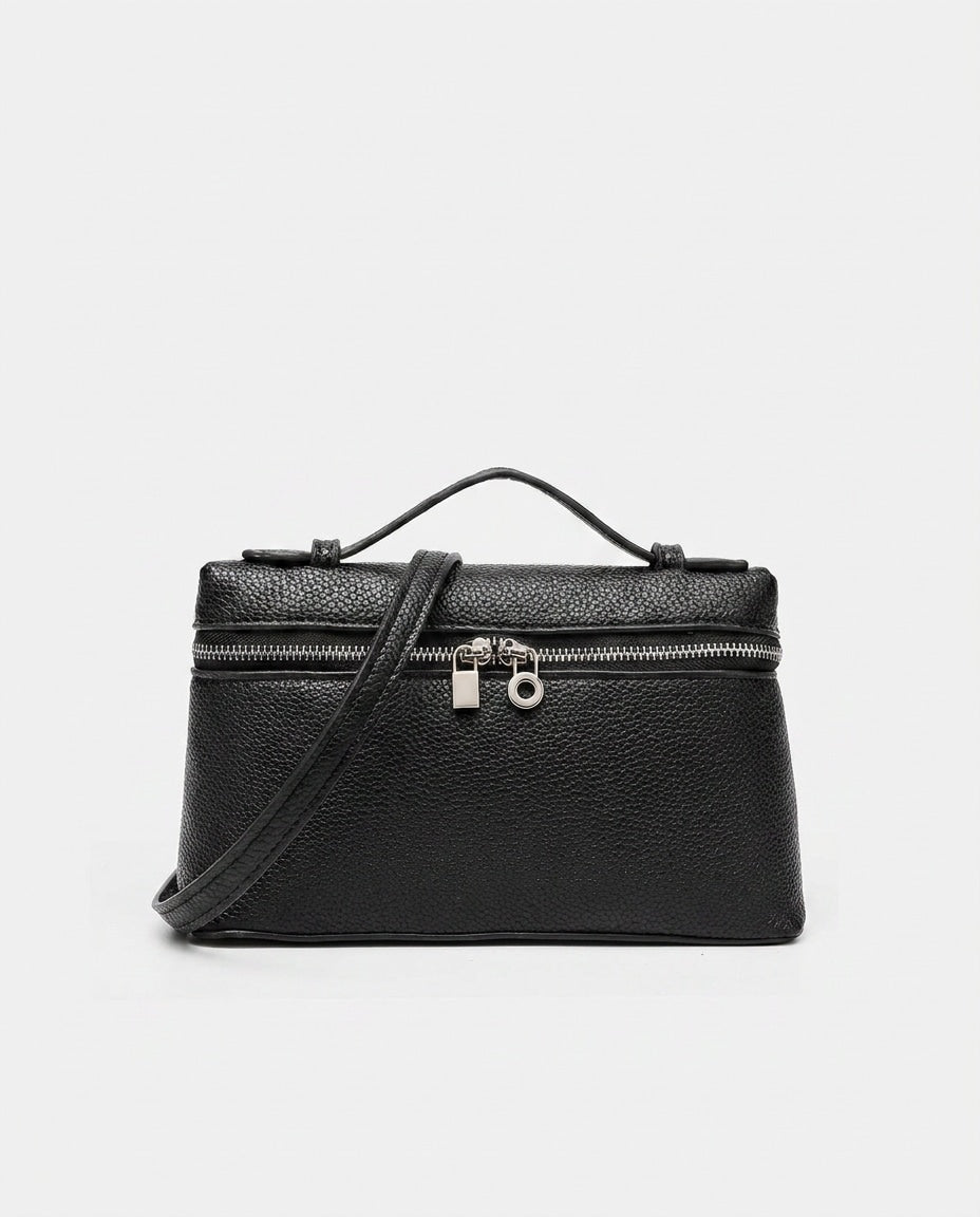 Padlock Charm Structured Crossbody Bag