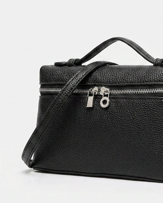 Padlock Charm Structured Crossbody Bag