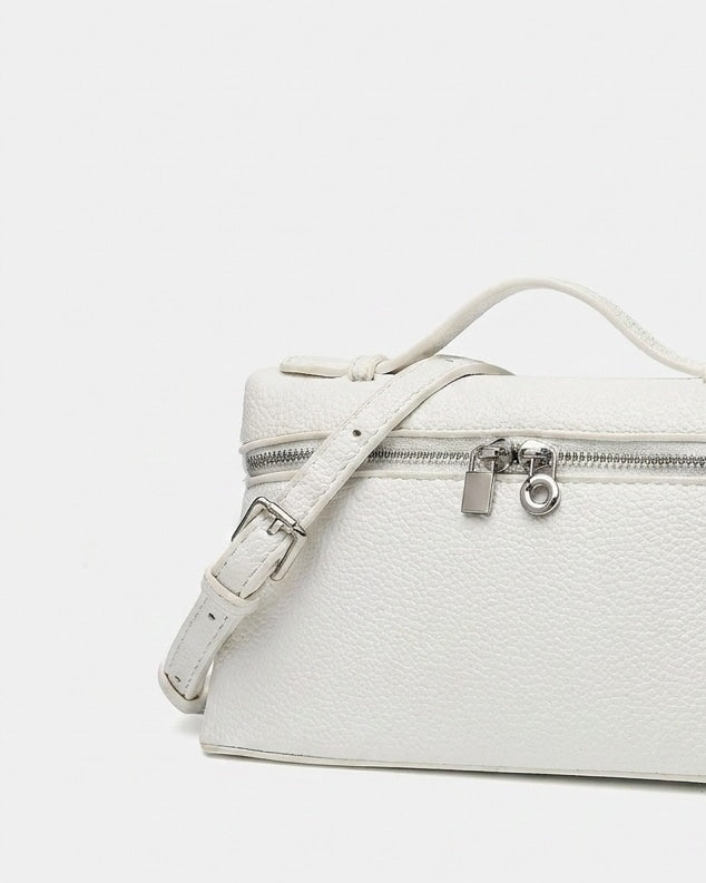 Padlock Charm Structured Crossbody Bag