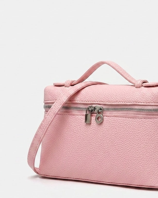 Padlock Charm Structured Crossbody Bag